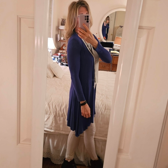 Blue swing sweater / wrap long swing lightweight sweater - Picture 4 of 8